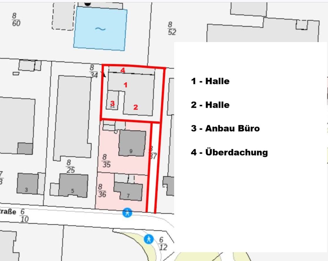 Flurkarte mit Kennzeichnung Aufbauten